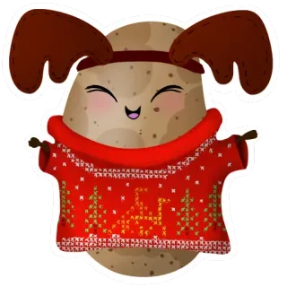 🦌 土豆, 驯鹿, 毛衣, 圣诞节, 可爱, 卡通 telegram sticker