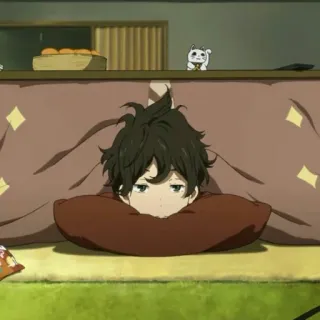 🎐 anime, character, indoor, cute, relaxed, lazy telegram sticker