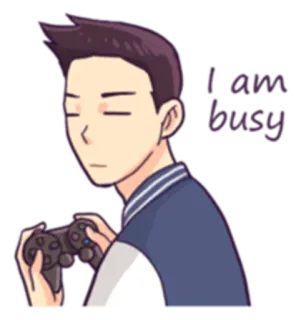 😏 I am busy jogo, ocupado, controle, gaming, anime telegram sticker