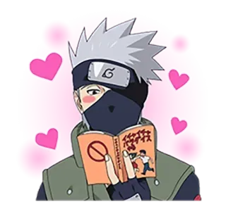 ⚡️ Kakashi Hatake Naruto anime, ninja, book, hearts, kakashi whatsapp sticker
