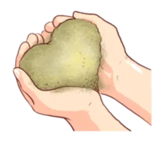 ❤ corazón, amor, manos, cuidado, arena, forma de corazón telegram sticker