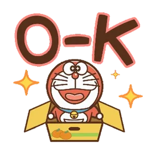🔷 Doraemon O-K 도라에몽, 애니메이션, 만화, 행복한, 귀여운, OK whatsapp sticker