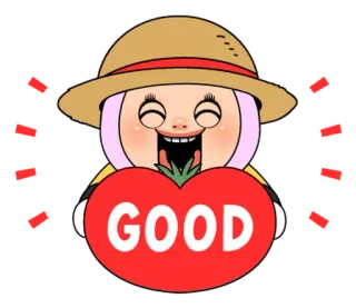 🍅 GOOD dobry, szczęśliwy, pomidor, kreskówka, uśmiech telegram sticker