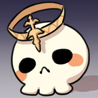 ☠️ crâne, dessin animé, mignon, triste, auréole, or whatsapp sticker