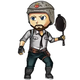 💎 Cartoon, Gefechtshelm, Soldat, Bratpfanne, Digitale Kunst, Spiel telegram sticker