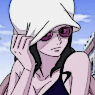 📜 Nico Robin One Piece 妮可·罗宾, 海贼王, 动漫, 夏天, 帽子, 太阳镜, 女性 telegram sticker
