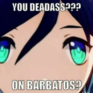 ❔ Venti Genshin Impact YOU DEADASS??? ON BARBATOS? venti, genshin impact, anime, video game, meme telegram sticker