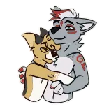 🤗 Furry, Anthro, Abrazo, Afecto, Dibujos animados, Animales telegram sticker