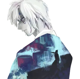 🤔 Anime, Karakter, Rambut Putih, Pria, Seni telegram sticker