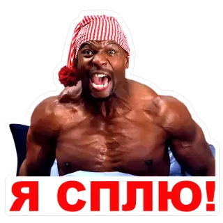 💤 Terry Crews Я сплю! テリー・クルーズ, 睡眠, 叫ぶ, 筋肉, 俳優 telegram sticker