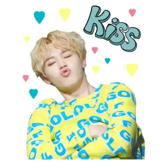 😘 Kiss поцелуй, сердечки, эмодзи, мультик, милый, стикер, выражение whatsapp sticker