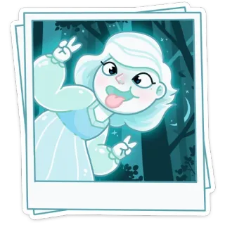 😛 призрак, знак мира, лес, милый, мультик, стикер telegram sticker