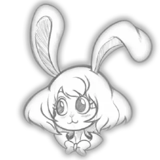 🙂 coelho, animal, fofo, esboço, kawaii, desenho telegram sticker