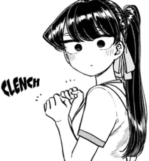 ✊ Komi Shouko Komi Can't Communicate CLENCH Anime, Mangá, Komi não consegue se comunicar, Komi Shouko, fofo, cerrar, nervoso whatsapp sticker