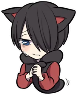 😢 Katzenohren, Anime, Weinend, Traurig, Chibi, Emoticon, Sticker telegram sticker