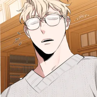 😕 glasses, man, sweater, blond, anime telegram sticker