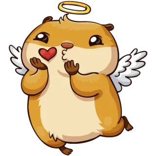 😘 hamster, anjo, amor, fofo, asas, auréola telegram sticker