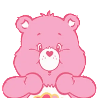 😊 Cheer Bear Care Bears ケアベア, チアベア, アニメ, ピンク, かわいい, ハート whatsapp sticker