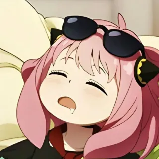 😎 Anya Forger Spy x Family Anime, Spy x Family, Anya Forger, Sommeil, Lunettes de soleil telegram sticker