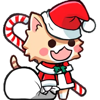 🎅 แมว, คริสต์มาส, ซานต้า, น่ารัก, ลูกกวาด telegram sticker