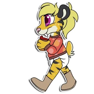 ☕️ เฟอร์รี่, เสือ, การ์ตูน, น่ารัก, มานุษยรูปนิยม, กาแฟ, เดิน telegram sticker