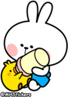 🍼 @MHStickers การ์ตูน, กระต่าย, กระต่าย, ลูกเจี๊ยบ, เด็กทารก, ให้อาหาร, น่ารัก, สัตว์ telegram sticker