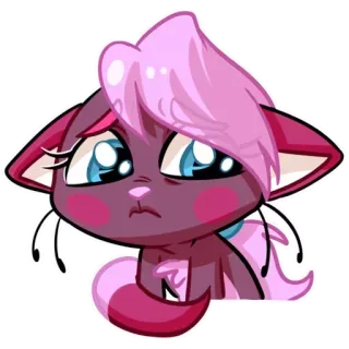 🙁 кот, мультфильм, милый, животное, розовый, грустный, кошачий whatsapp sticker