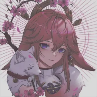 🎍 Yae Miko Genshin Impact 动漫, 原神, 八重神子, 狐狸, 游戏, 角色 telegram sticker