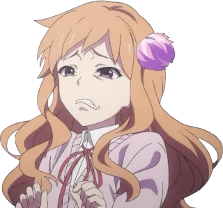 🤢 animé, fille, triste, inquiète, expression telegram sticker