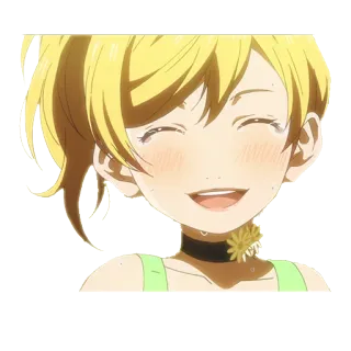 😭 anime, sorriso, ragazza, capelli biondi, allegra telegram sticker