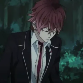 🍷 Ayato Sakamaki Diabolik Lovers anime, vampire, school uniform, red hair, Ayato Sakamaki, Diabolik Lovers, manga telegram sticker