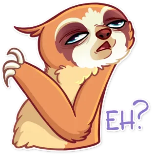 😦 EH? สลอธ, ห๊ะ?, สับสน, การ์ตูน, สัตว์ telegram sticker