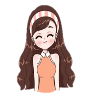 😊 desenho animado, mulher, menina, feliz, sorriso, bonito, ilustração telegram sticker