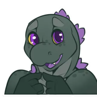 😧 furry, lizard, cartoon, animal, purple, cute, reptile whatsapp sticker
