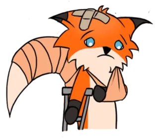 😵 renard blessé, renard, blessé, bandé, dessin animé, animal whatsapp sticker
