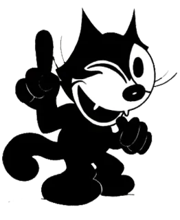 😉 Felix the Cat Феликс Кот, Мультфильм, Анимация, Классическая анимация, Черно-белое whatsapp sticker