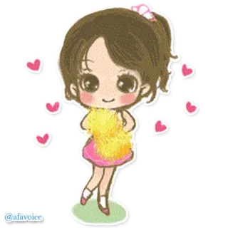 😍 @afavoice słodki, dziewczyna, kreskówka, serce, różowy, kokarda, chibi telegram sticker