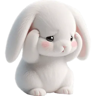 😕 kelinci, imut, lucu, putih, berbulu, hewan telegram sticker