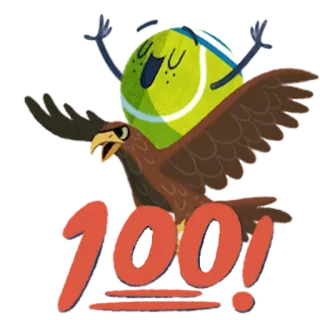 😌 100! Tenis, Bola, Elang, Pencapaian, Kartun, Perayaan telegram sticker