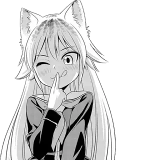 😋 anime, manga, fox girl, cute, kawaii, wink, finger to lips telegram sticker