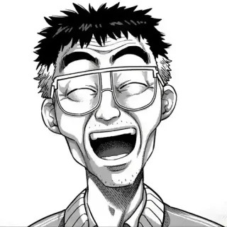 🤨 homem, óculos, sorrindo, mangá, anime telegram sticker
