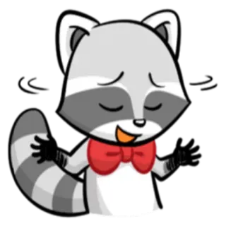😌 енот, мультфильм, животное, милый, бабочка telegram sticker