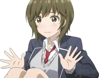 🙅‍♀️ Anime, Garota, Uniforme escolar, Envergonhada, Personagem, Desenho animado, Animação, Fofa whatsapp sticker