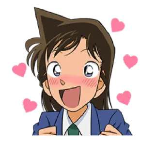 ❤ Ran Mouri Detective Conan anime, hearts, cartoon, cute, happy, blushing whatsapp sticker