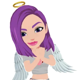 😇 thiên thần, phụ nữ, vầng hào quang, đôi cánh, hoạt hình, nhãn dán telegram sticker