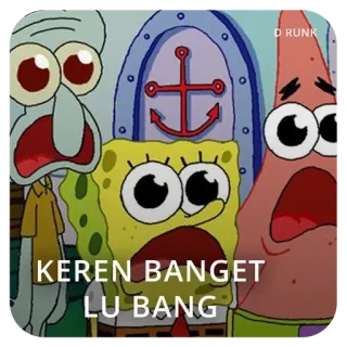 😵 KEREN BANGET LU BANG spongebob, desenho animado, reação, engraçado, meme telegram sticker