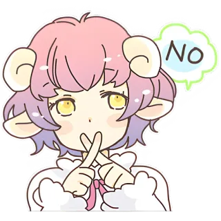 🙅‍♂ NO 羊, アニメ, 可愛い, シー, ピンク, 紫 whatsapp sticker