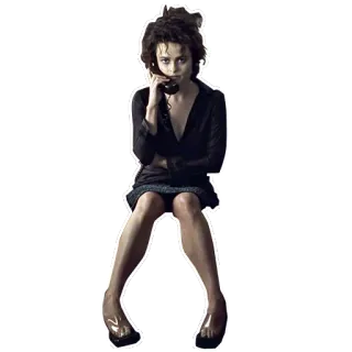 😎 Marla Singer Fight Club Marla Singer, Fight Club, Helena Bonham Carter, Filmfigur, Frau, Sitzend telegram sticker