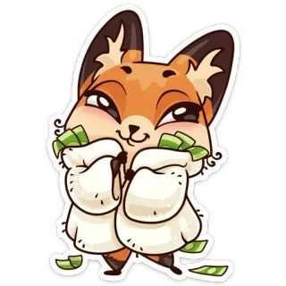 💰 fox, money, cartoon, sticker, cute, animal telegram sticker
