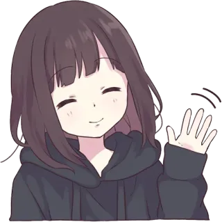 ☺ Garota anime, Desenho animado, Saudação, Acenando, Kawaii, Fofo, Moletom com capuz whatsapp sticker